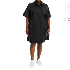 Karen Scott lightweight black denim Shirt Dress